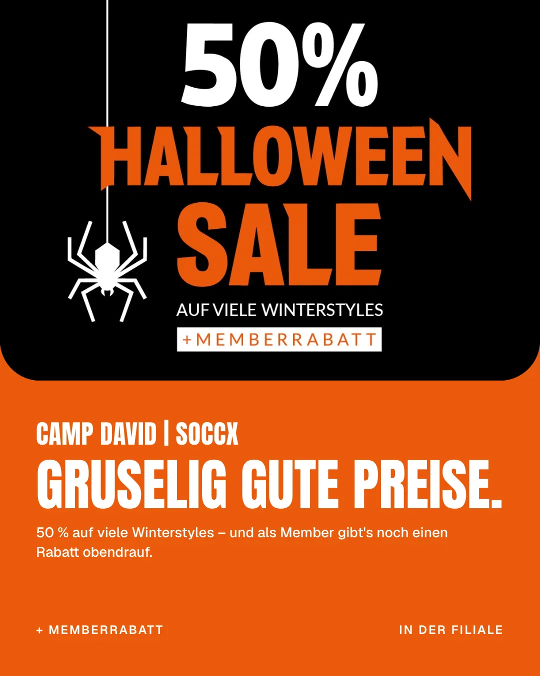 Halloween Sale bei CAMP DAVID & SOCCX – 50% Rabatt!