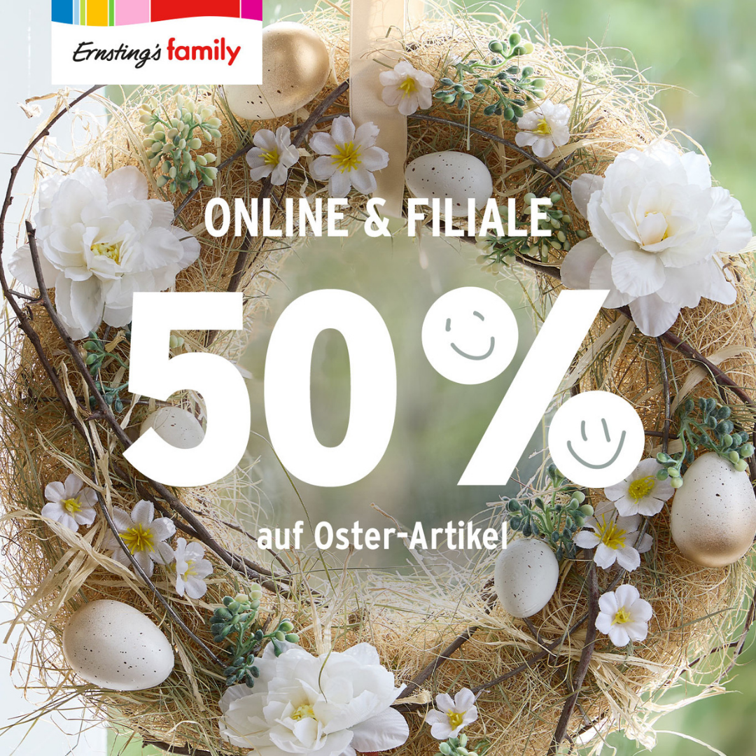 50% auf Oster-Artikel bei Ernsting’s family
